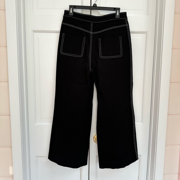Zara Contrast Stitching Black Wide Leg Pants - Picture 7 of 11